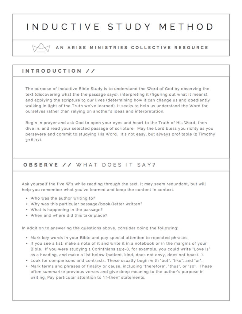 The Inductive Study Method - Arise Ministries Collective